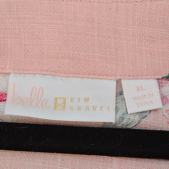 Belle by Kim Gravel Size XL Bobo Floral Print Pink Blouse Embroidery Cottagecore - Picture 7 of 12